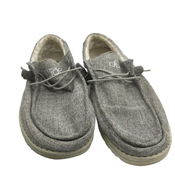 Hey dude gray bally linen slip on comfort shoe iron 9 - Picture 1 of 8